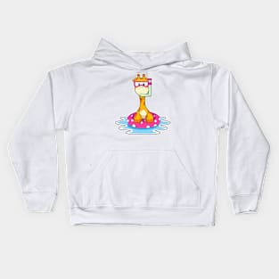 Giraffe at Swimming with Snorkel Kids Hoodie